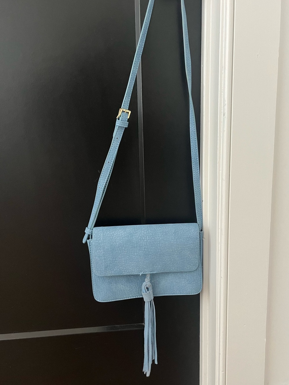 Light Blue Women's Crossbody Bag with Tassel